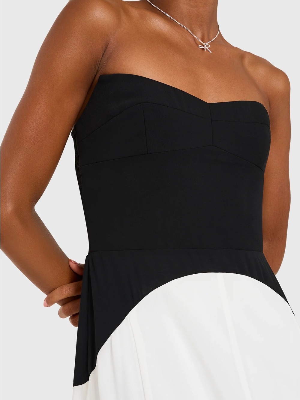 Amanda Uprichard Valencia Strapless Black & White Midi Dress - Picture 4 of 4
